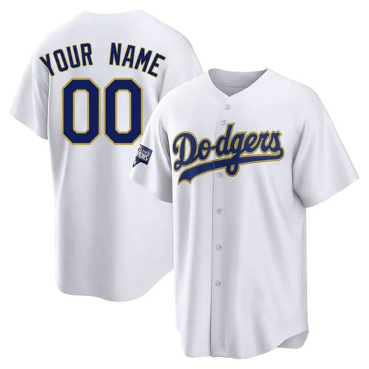 Custom Los Angeles Dodgers White Gold Program Stitched Jerseys Baseball Jerseys