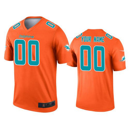 Custom M.Dolphins Orange Inverted Legend Jersey American Stitched Football Jerseys