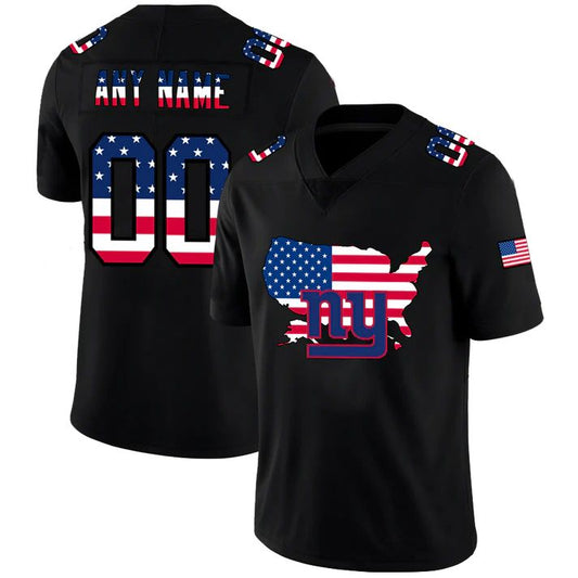 Custom NY.Giants Football Black Limited Fashion Flag Stitched Jerseys Football Jerseys