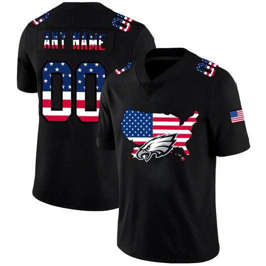 Custom P.Eagles Football Black Limited Fashion Flag Stitched Jerseys Football Jerseys