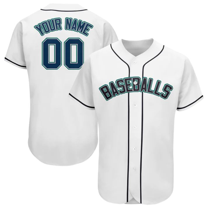 Custom Seattle Mariners Stitched Personalized Button Down Baseball T Shirt Baseball Jerseys