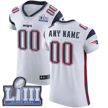 Customized NE.Patriots Vapor Untouchable Super Bowl LIII Bound Elite White Road Jersey Football Jerseys