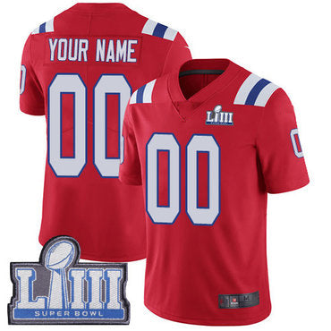 Customized NE.Patriots Vapor Untouchable Super Bowl LIII Bound Limited Red Alternate Jersey Football Jerseys