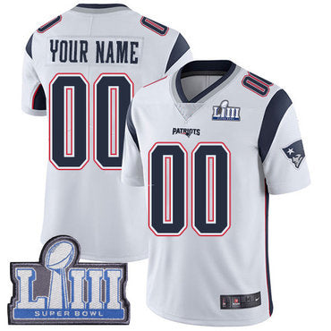 Customized NE.Patriots Vapor Untouchable Super Bowl LIII Bound Limited White Road Jersey Football Jerseys