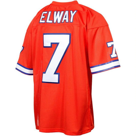 D.Broncos #7 John Elway Mitchell & Ness Orange Silver Anniversary Authentic Throwback Jersey Stitched American Football Jerseys