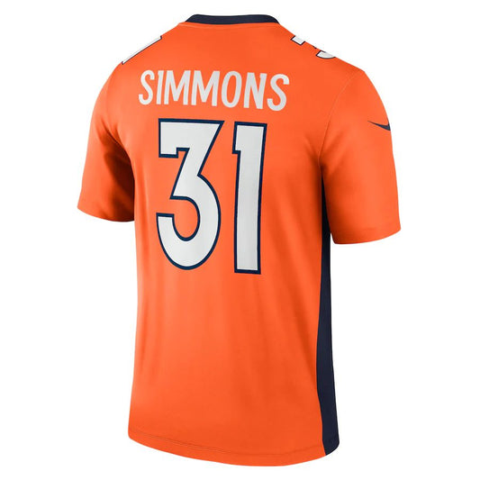 D.Broncos #31 Justin Simmons Orange Legend Jersey Stitched American Football Jerseys