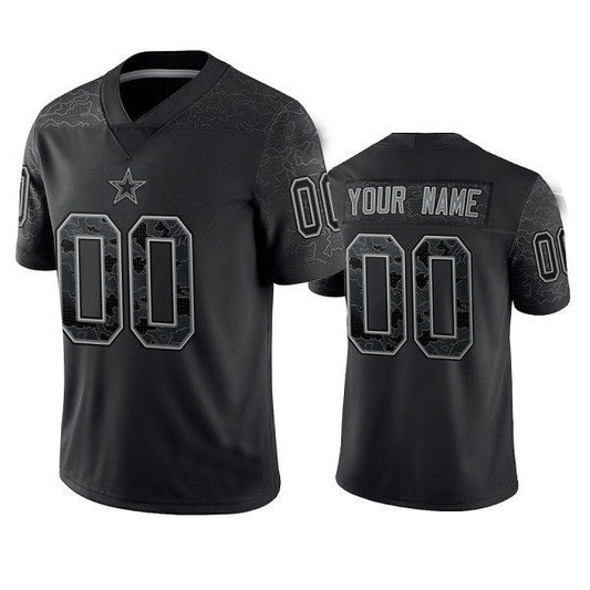 Custom Football Jerseys D.Cowboys Active Player Custom Black Reflective Limited  American Stitched Jerseys