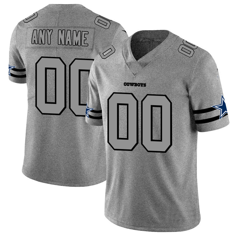 Custom D.Cowboys 2019 Gray Gridiron Gray Vapor Untouchable Limited Jersey Stitched Jersey Football Jerseys