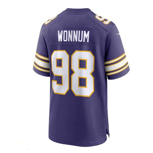 MN.Vikings #98 D.J. Wonnum Classic Player Game Jersey - Purple Stitched American Football Jerseys