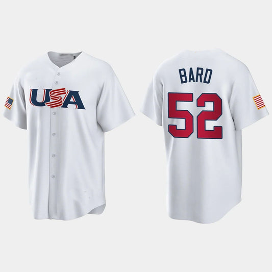 #52 DANIEL BARD COLORADO ROCKIES 2023 WORLD BASEBALL CLASSIC USA REPLICA JERSEY – WHITE Stitches Baseball Jerseys