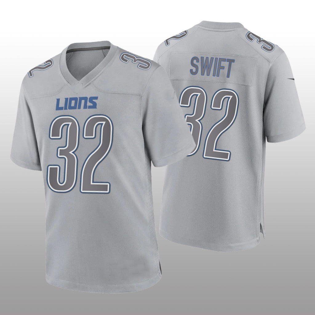 D.Lions #32 D'Andre Swift  Gray Game Atmosphere Jersey Stitched American Football Jerseys