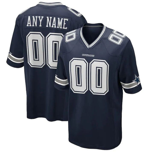 D.Cowboys Navy Custom Game Jersey Stitched Football Jerseys