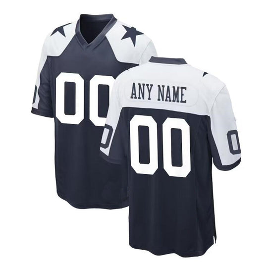 Custom  D.Cowboys Navy Alternate Game Jersey Stitched Football Jerseys