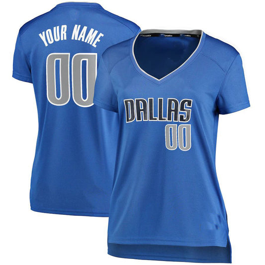 Custom D.Mavericks Fanatics Branded Women's Fast Break Jersey Blue Icon Edition American Stitched Basketball Jersey