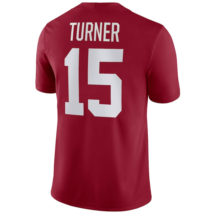 A.Crimson Tide #15 Dallas Turner NIL Replica Football Jersey Crimson Stitched American College Jerseys