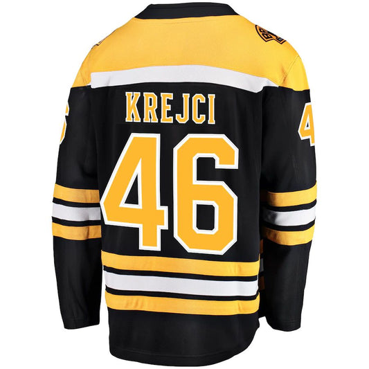 B.Bruins #46 David Krejci Fanatics Branded Home Breakaway Player Jersey Black Stitched American Hockey Jerseys