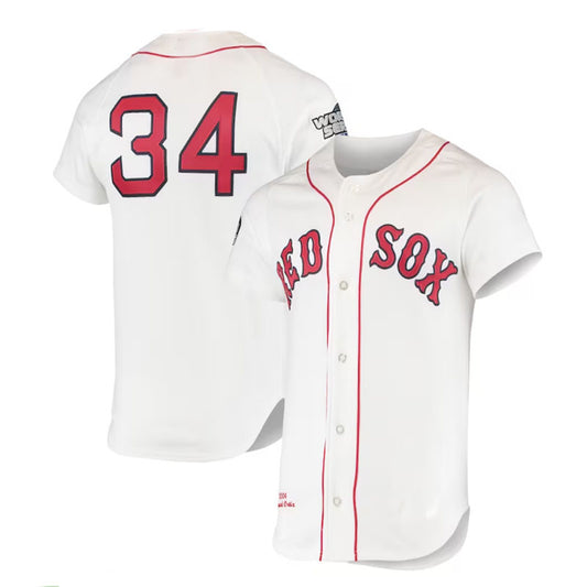 Boston Red Sox Road #34 David Ortiz Mitchell & Ness 2004 Cooperstown Collection Home Authentic Jersey - White Baseball Jerseys