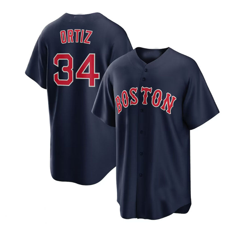 Boston Red Sox Road #34 David Ortiz Alternate Replica Player Jersey - Navy Baseball Jerseys