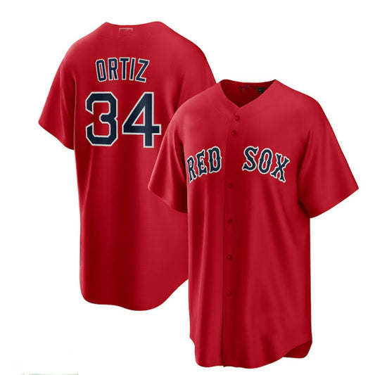 Boston Red Sox Road #34 David Ortiz Alternate Replica Player Jersey - Red Baseball Jerseys