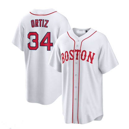 Boston Red Sox Road #34 David Ortiz Alternate Replica Player Jersey - White Baseball Jerseys