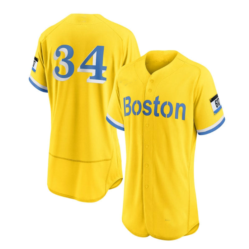 Boston Red Sox Road #34 David Ortiz  City Connect Authentic Player Jersey - Gold Baseball Jerseys