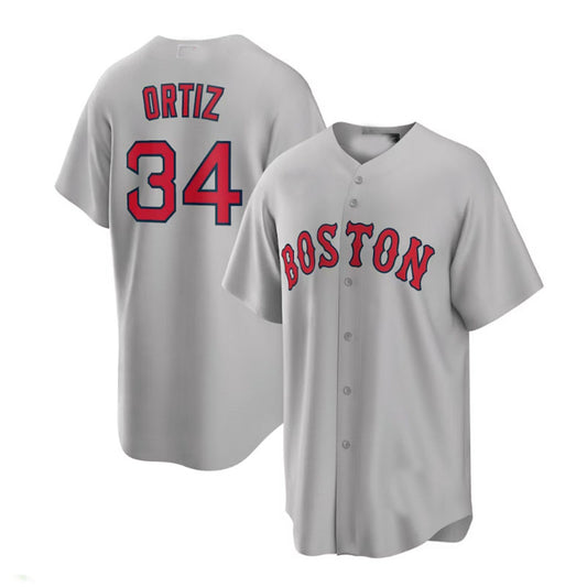 Boston Red Sox Road #34 David Ortiz  Road Replica Player Jersey - Gray Baseball Jerseys