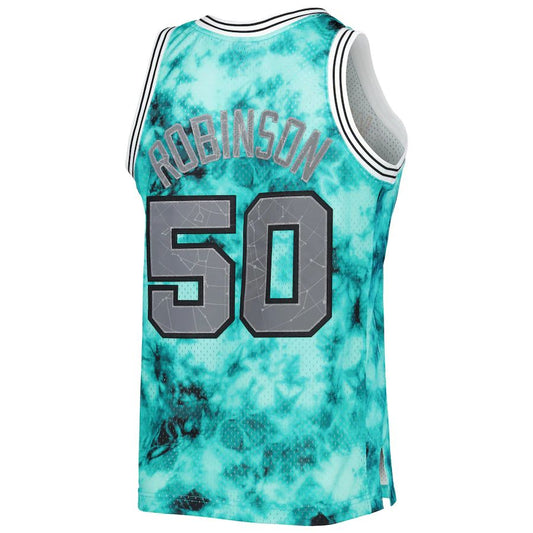 S.Antonio Spurs #50 David Robinson Mitchell & Ness 1998-99 Galaxy Swingman Jersey  Teal Stitched American Basketball Jersey