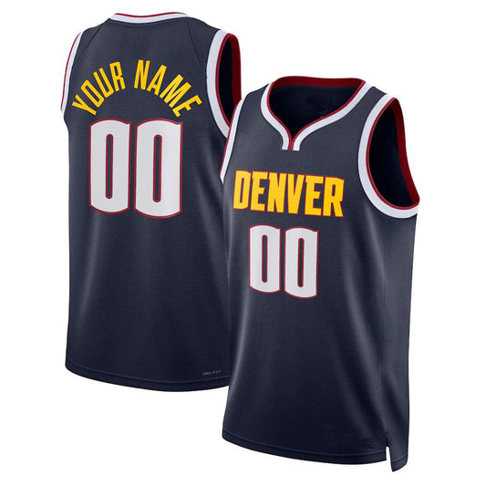 Custom D.Nuggets Unisex 2022-23 Swingman Jersey  Icon Edition Navy American Stitched Basketball Jersey