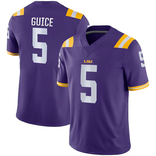 L.Tigers #5 Derrius Guice Game Jersey Purple Football Jersey Stitched American College Jerseys