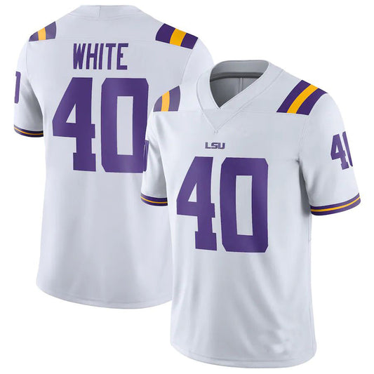 L.Tigers #40 Devin White Game Jersey White Football Jersey Stitched American College Jerseys