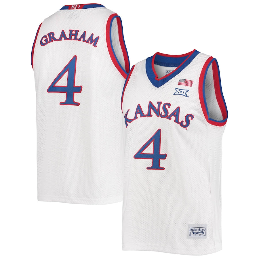 K.Jayhawks #4 Devonte' Graham Original Retro Brand Commemorative Classic Basketball Jersey White Stitched American College Jerseys