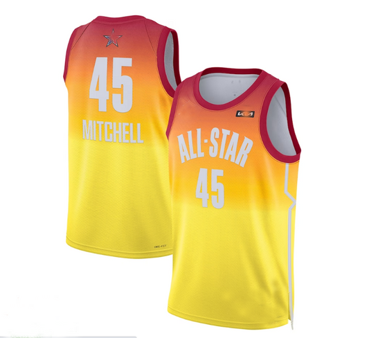 #45 Donovan Mitchell 2023 All-Star Game Swingman Jersey - Orange Stitched American Basketball Jersey