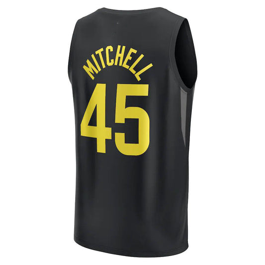 U.Jazz #45 Donovan Mitchell Fanatics Branded  2021-22 Fast Break Player Jersey Black Statement Edition Stitched American Basketball Jersey