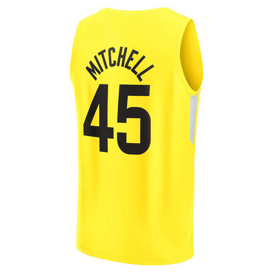 U.Jazz #45 Donovan Mitchell Fanatics Branded 2022-23 Fast Break Replica Jersey Yellow Icon Edition Stitched American Basketball Jersey