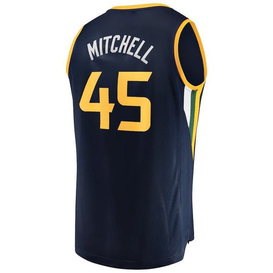 U.Jazz #45 Donovan Mitchell Fanatics Branded Fast Break Player Replica Jersey Icon Edition Navy Stitched American Basketball Jersey