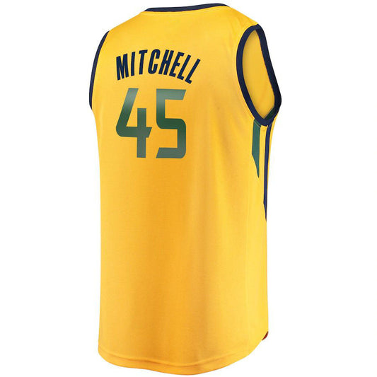 U.Jazz #45 Donovan Mitchell Fanatics Branded Fast Break Replica Jersey Gold Statement Edition Stitched American Basketball Jersey