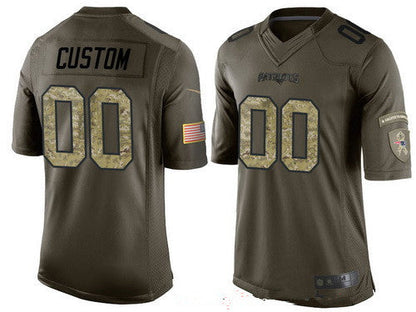 NE.Patriots Custom Olive Camo Salute To Service Veterans Day Limited Jersey Football Jerseys