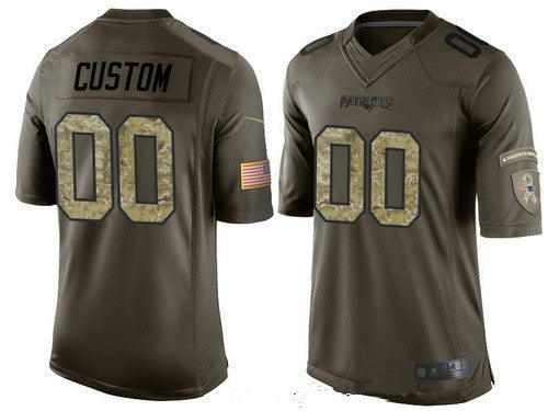 NE.Patriots Custom Olive Camo Salute To Service Veterans Day Limited Jersey Football Jerseys