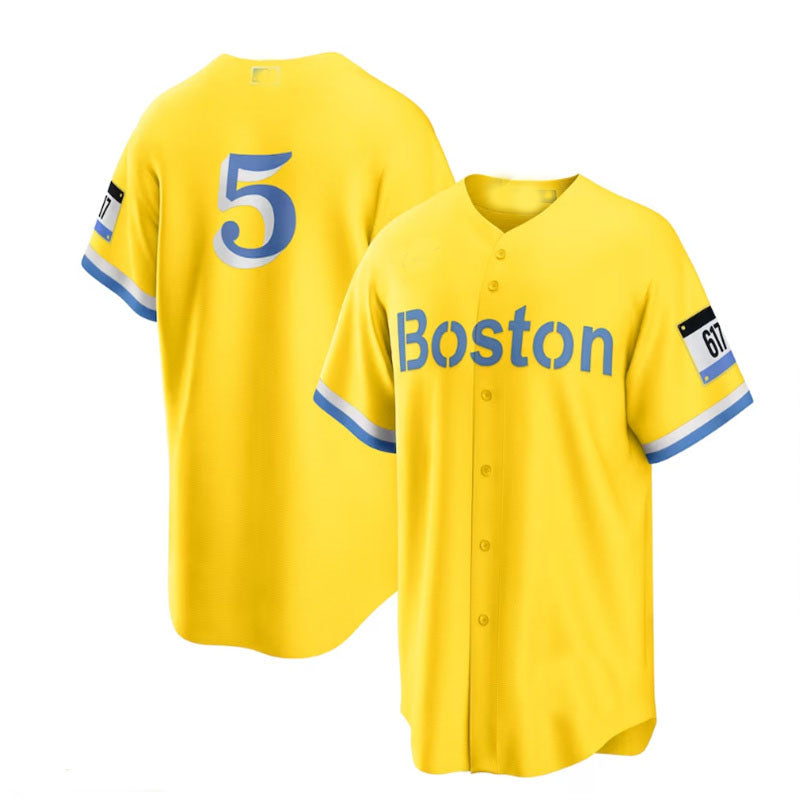 Boston Red Sox Road #5 Enrique Hernandez  City Connect Replica Player Jersey - Gold Light Blue Baseball Jerseys