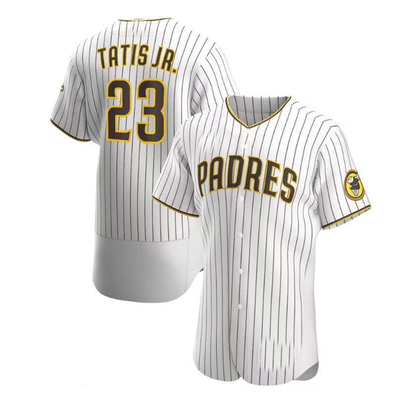 San Diego Padres #23 Fernando Tat¨ªs Jr. Home Authentic Player Jersey - White Brown Baseball Jerseys