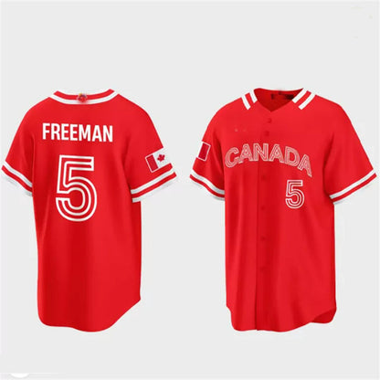 #5 Freddie Freeman Canada 2023 World Baseball Classic Jersey – Red Stitches Baseball Jerseys