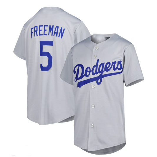 Los Angeles Dodgers #5 Freddie Freeman Alternate Replica Player Jersey - Gray Baseball Jerseys