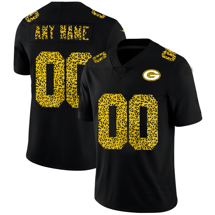 Football Jerseys GB.Packers Custom Men's Leopard Print Fashion Vapor Limited Jersey Black American Stitched Jerseys