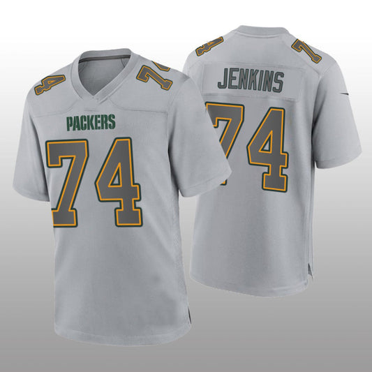 GB.Packers #74 Elgton Jenkins Gray Atmosphere Game Jersey Stitched American Football Jerseys