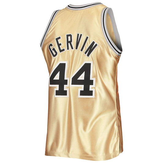 S.Antonio Spurs #44 George Gervin Mitchell & Ness 75th Anniversary 1977-78 Hardwood Classics Swingman Jersey  Gold Stitched American Basketball Jersey