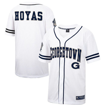 G.Hoyas Colosseum Free Spirited Baseball Jersey White Navy Stitched American College Jerseys