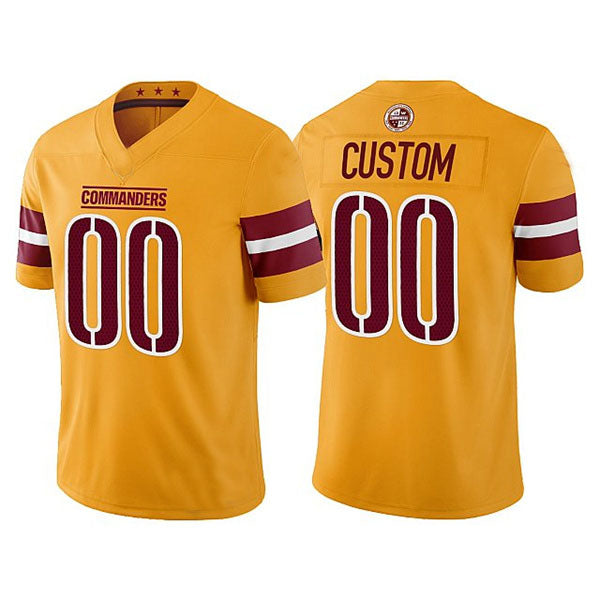 Custom W.Commanders Gold Vapor Limited Jersey Football Stitched Jerseys