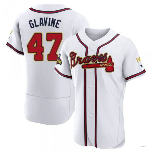 Atlanta Braves #47 Tom Glavine Gold White 2022 Program Jersey Stitches Baseball Jerseys