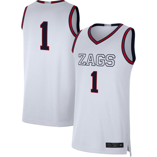 #1 Gonzaga Bulldogs Limited Basketball Jersey White Stitched American College Jerseys