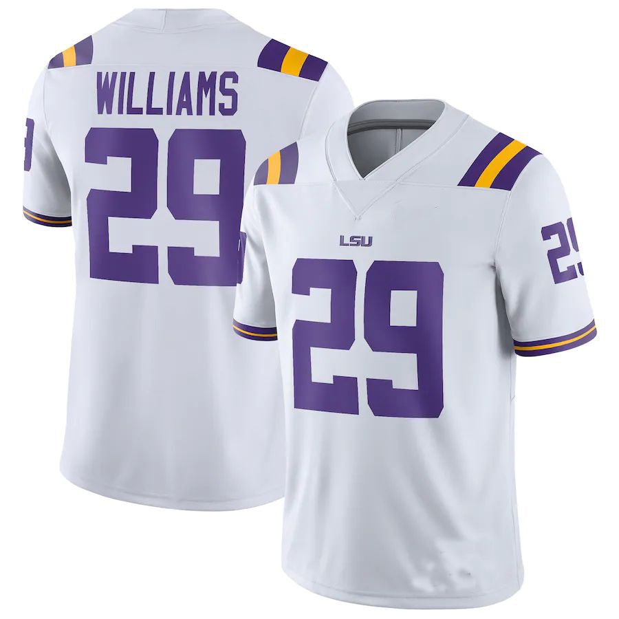 L.Tigers #29 Greedy Williams Game Jersey White Football Jersey Stitched American College Jerseys